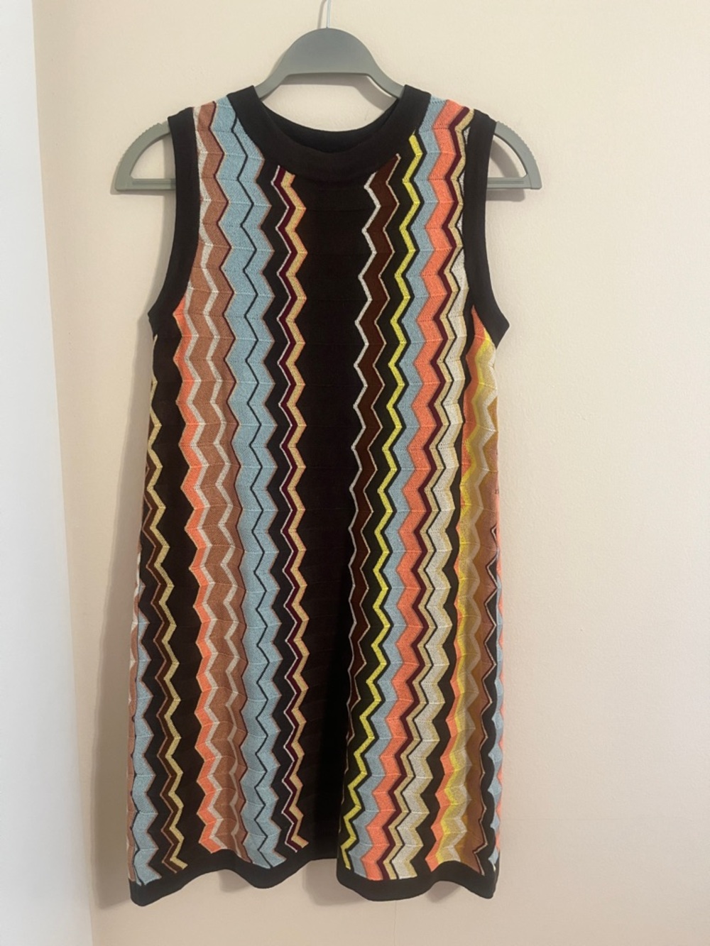Missoni Multicolor Zigzag Knit Midi Dress (Black, Blue, Orange, Yellow, Brown)